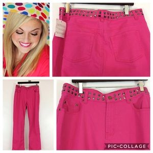 5 pocket Pink stretch Jeans SZ 12 Studs  NEW